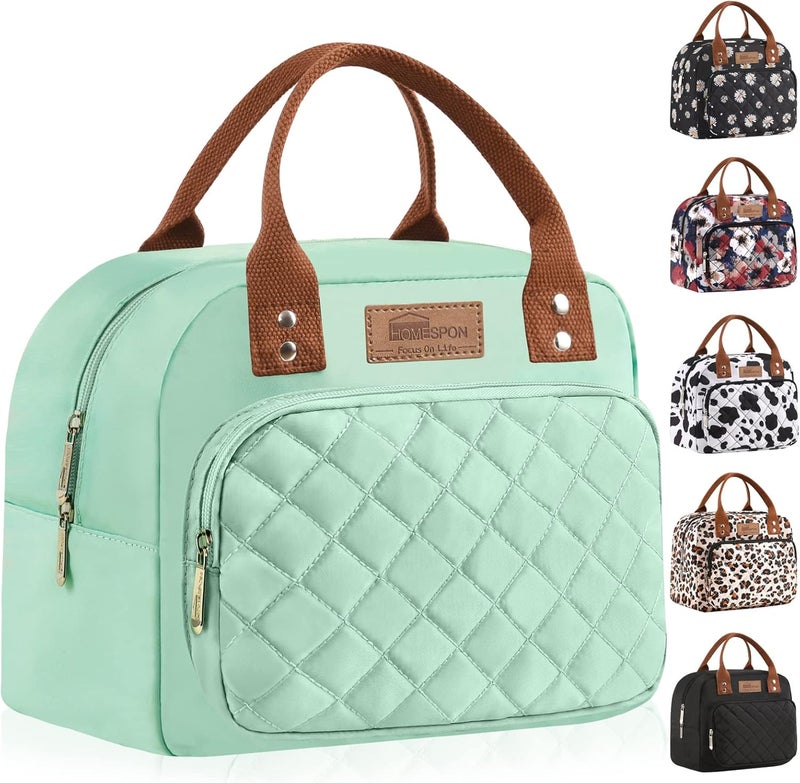 Buringer HOMESPON Lunch Bag for Woman Man Adults with Front Pocket Insulated Lunch Tote Lunch Box Container for Work Picnic or Travel（Green） - Image 1